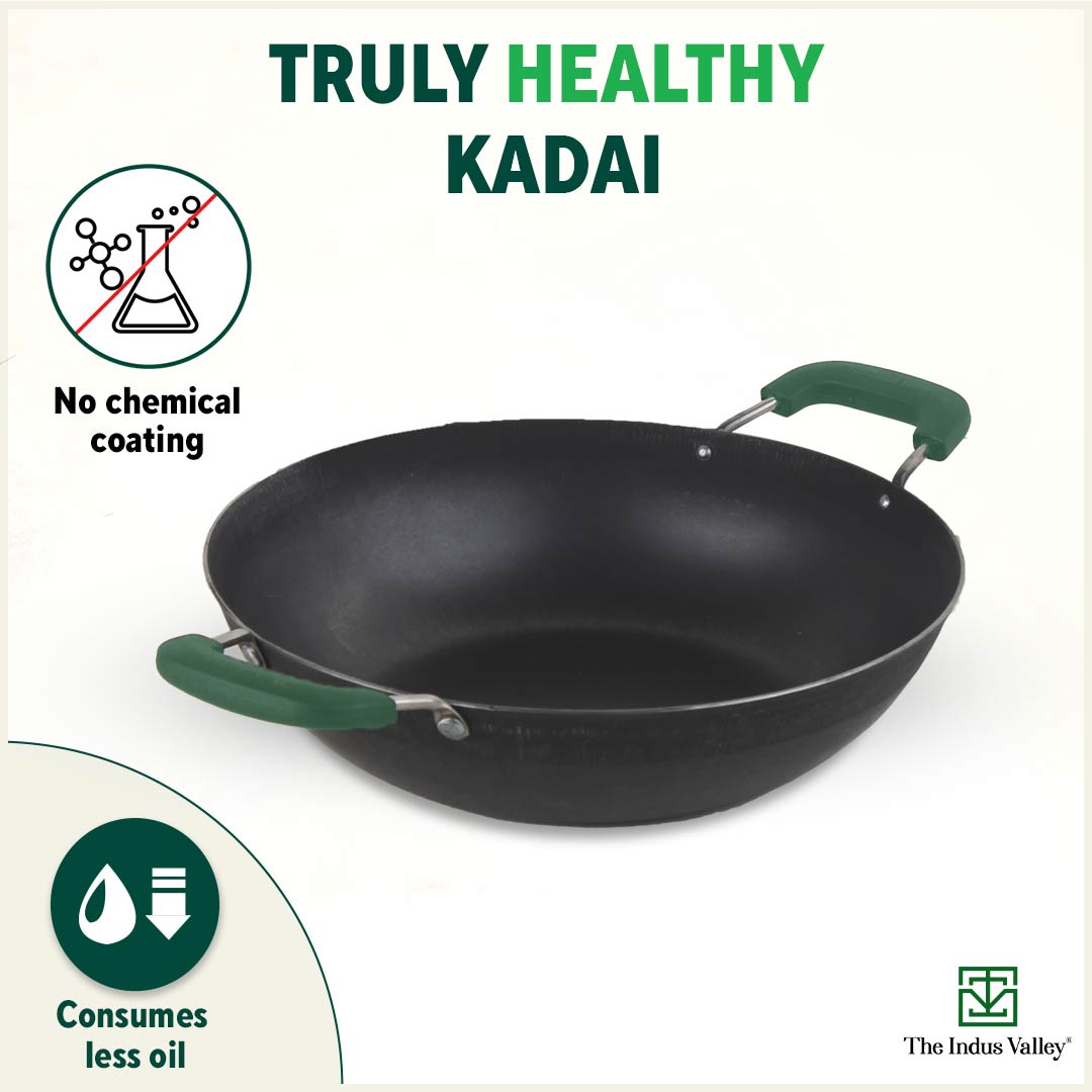 The Indus Valley 100% Pure Sheet Iron Kadai with Silicon Handle, Seasoned, Toxin-free - view 4