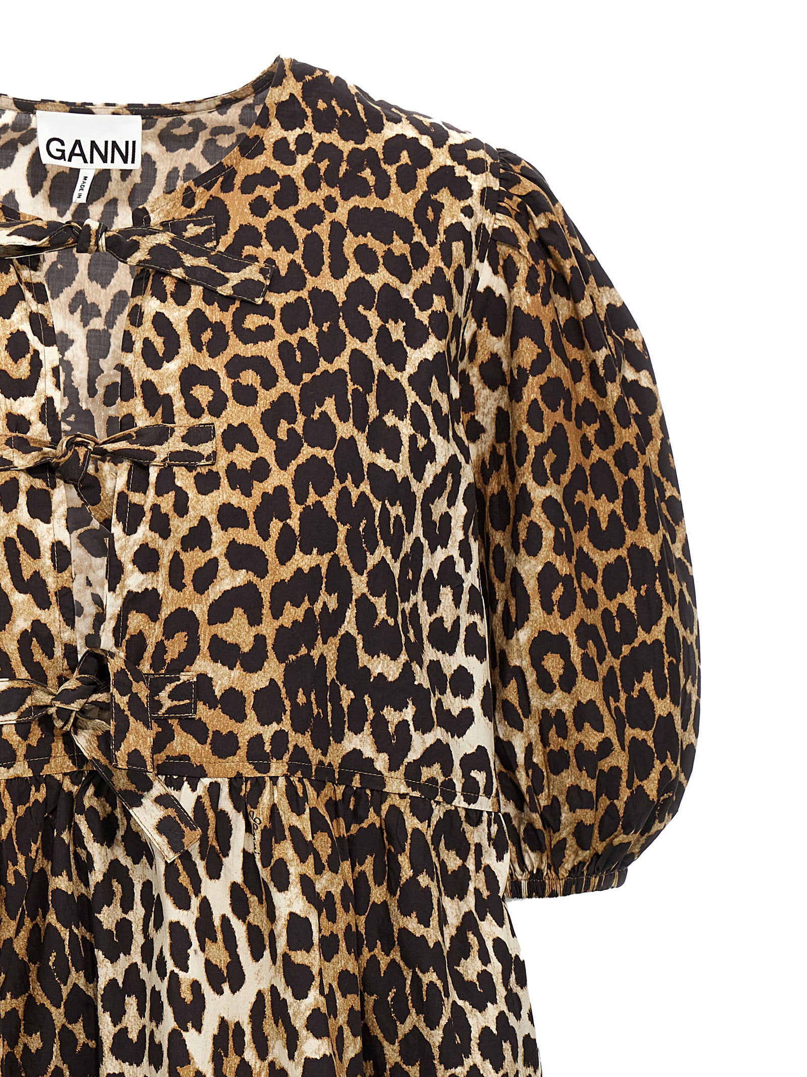 Ganni Leopard Poplin Dress – 100% cotton - view 3