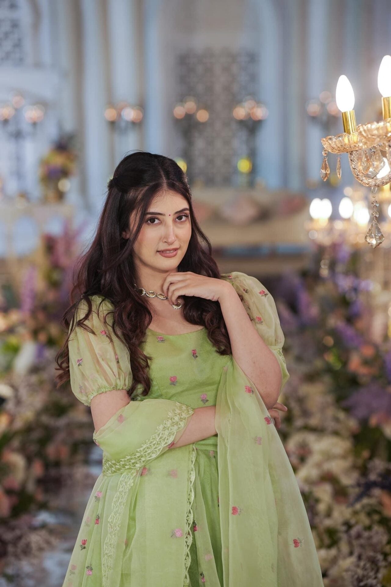 Idaho-o Azael green ORGANZA LEHENGA SET – Women's - view 6