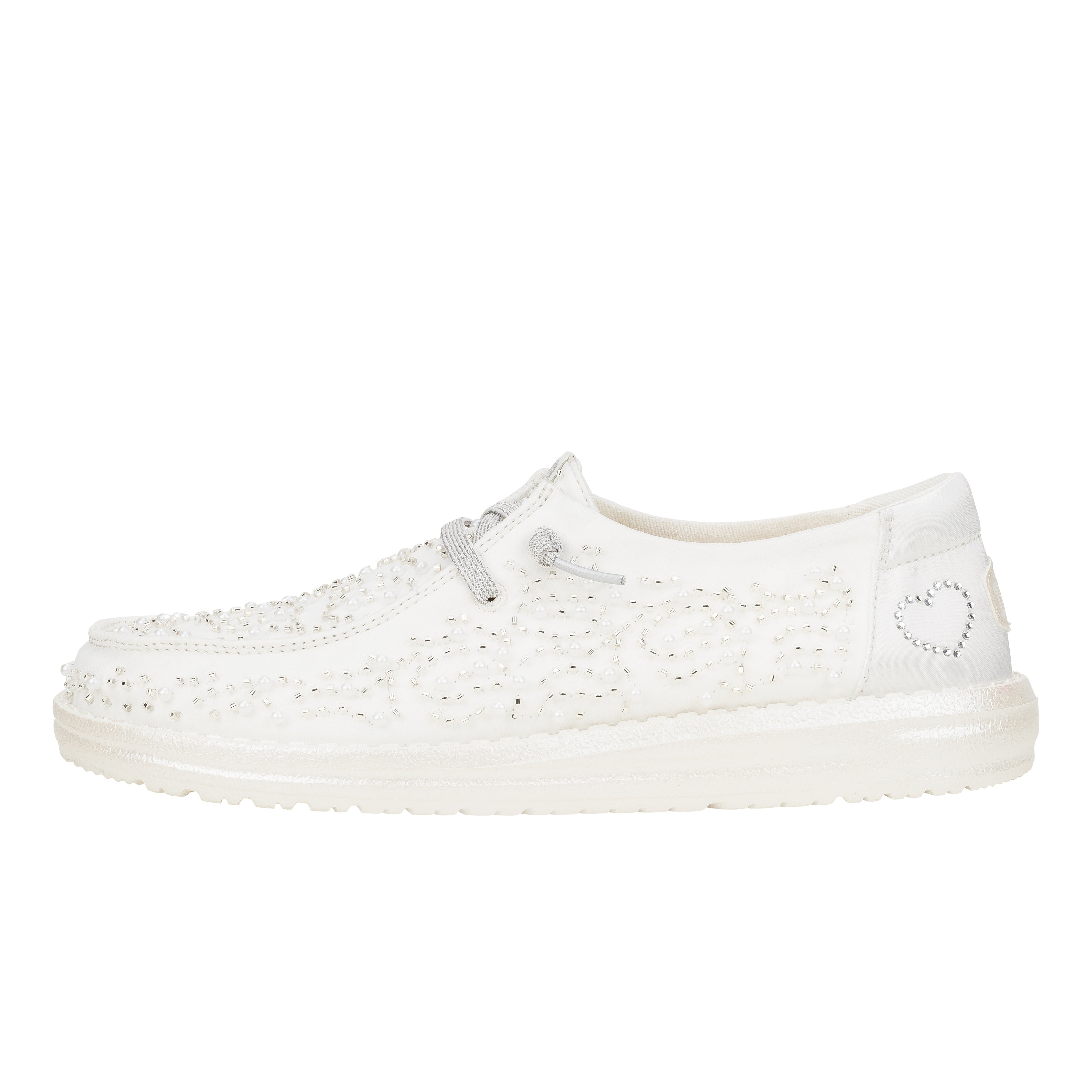HEYDUDE shoes Wendy Bridal Pearl - White/Silver