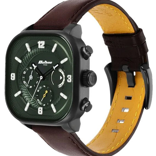 Titan Octane Aerobatics Green Dial Chronograph Leather Strap watch for Men 39.5mm NS1856NL02 - view 2