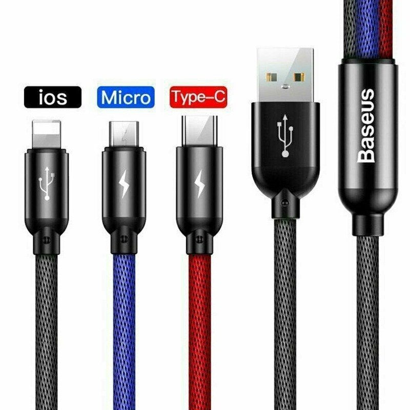 Peeperly TriPort 3 in 1 USB To Type-C Micro And Lightning Cable