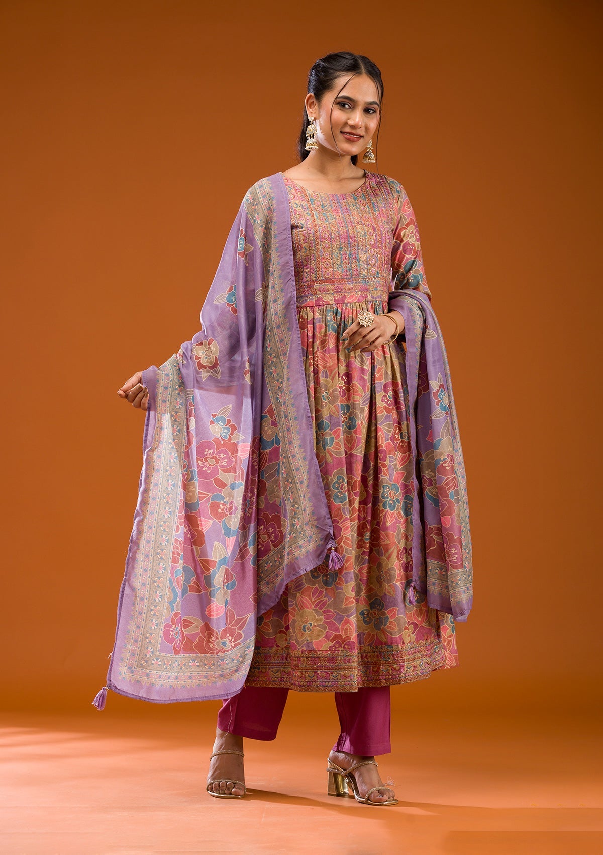 Koskii Multi Printed Semi Crepe Readymade Salwar Suit - view 6