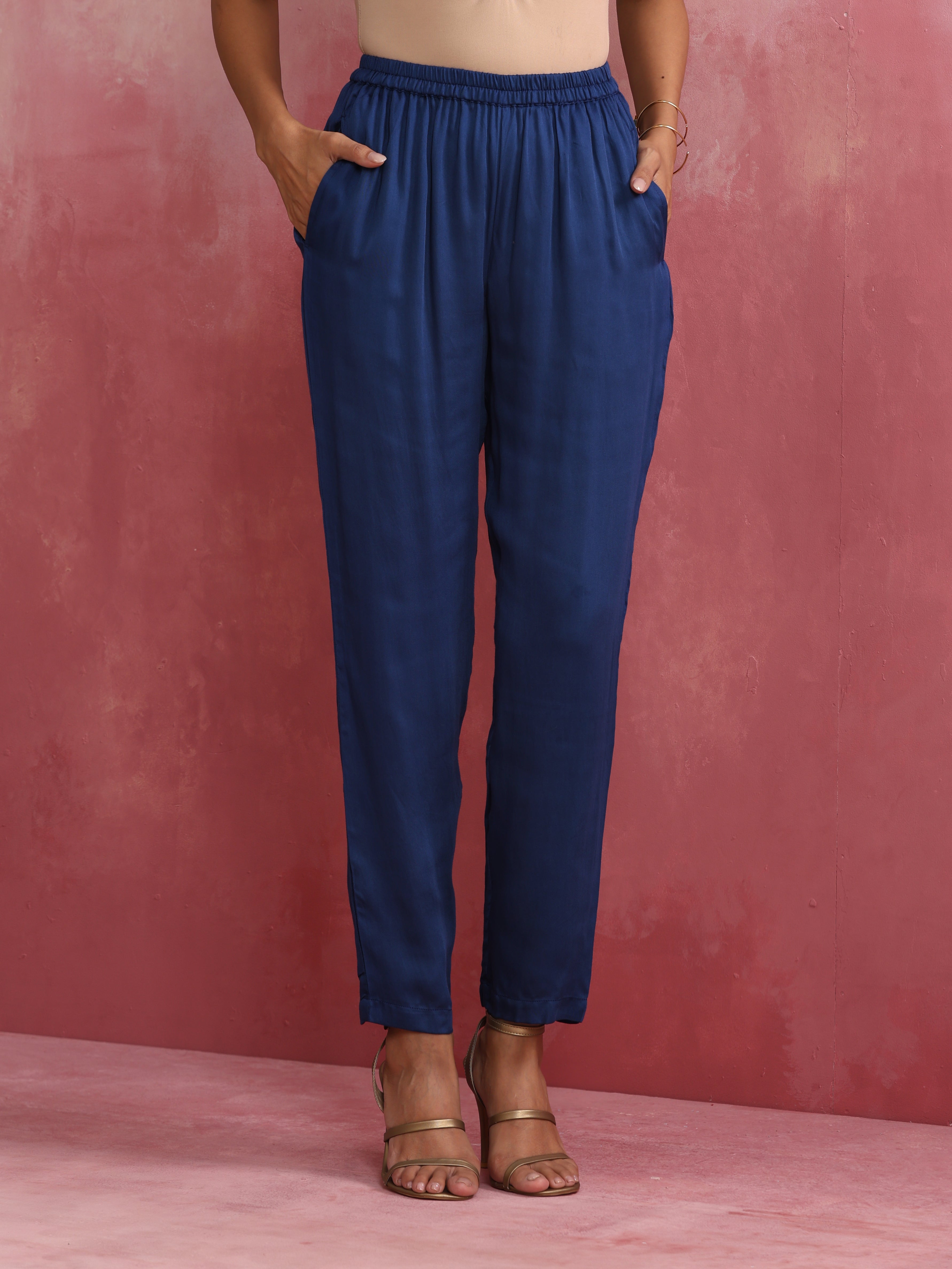 trueBrowns Blue Modal High Low Kurta Co-ord Set - view 7