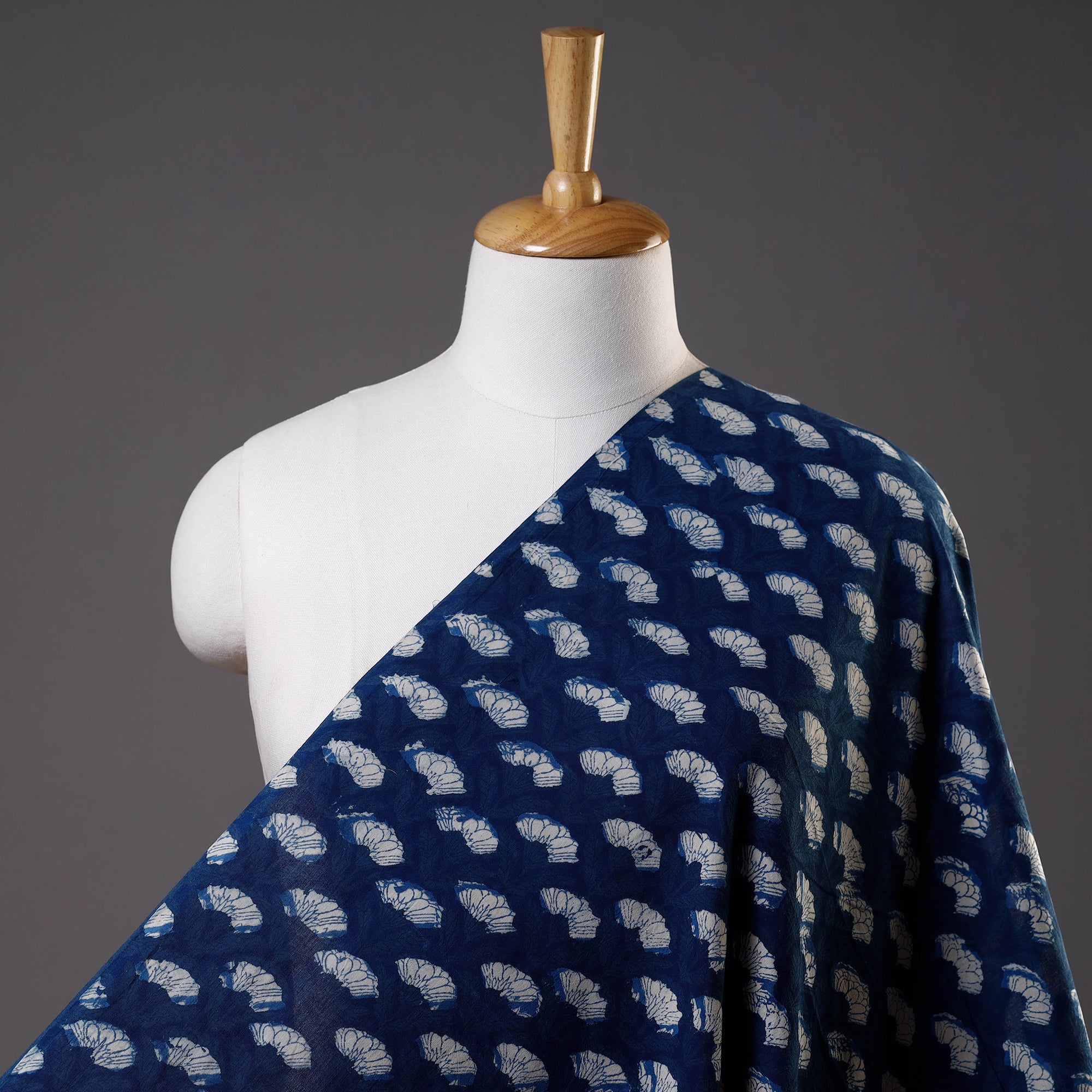 BAGRU DABU PRINTS Blue - Dabu Bagru Block Print Cotton Fabric