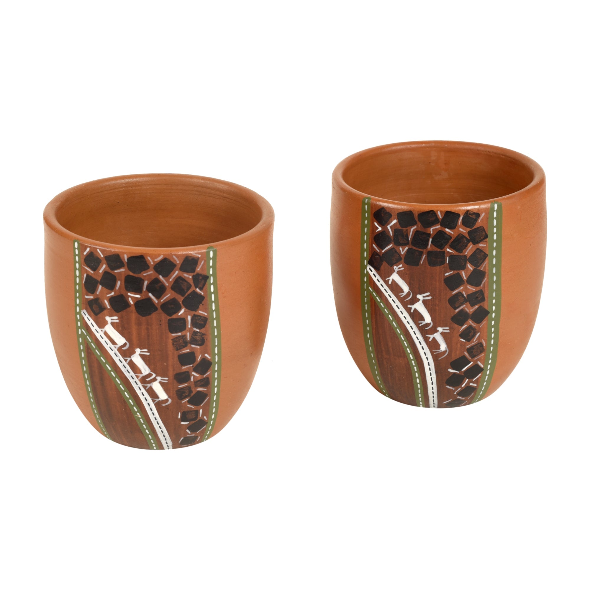 ART CREATIONS BY SUMAN SONTHALIA Brown - Knosh-6 Earthen Cups with Tribal Motifs (Set of 2) - view 3