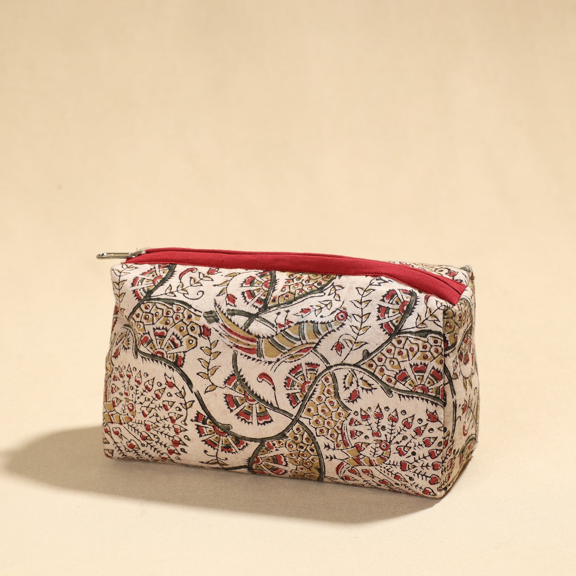 NOORI BAZAR Beige - Kalamkari Block Printed Cotton Toiletry Pouch 01 - view 2