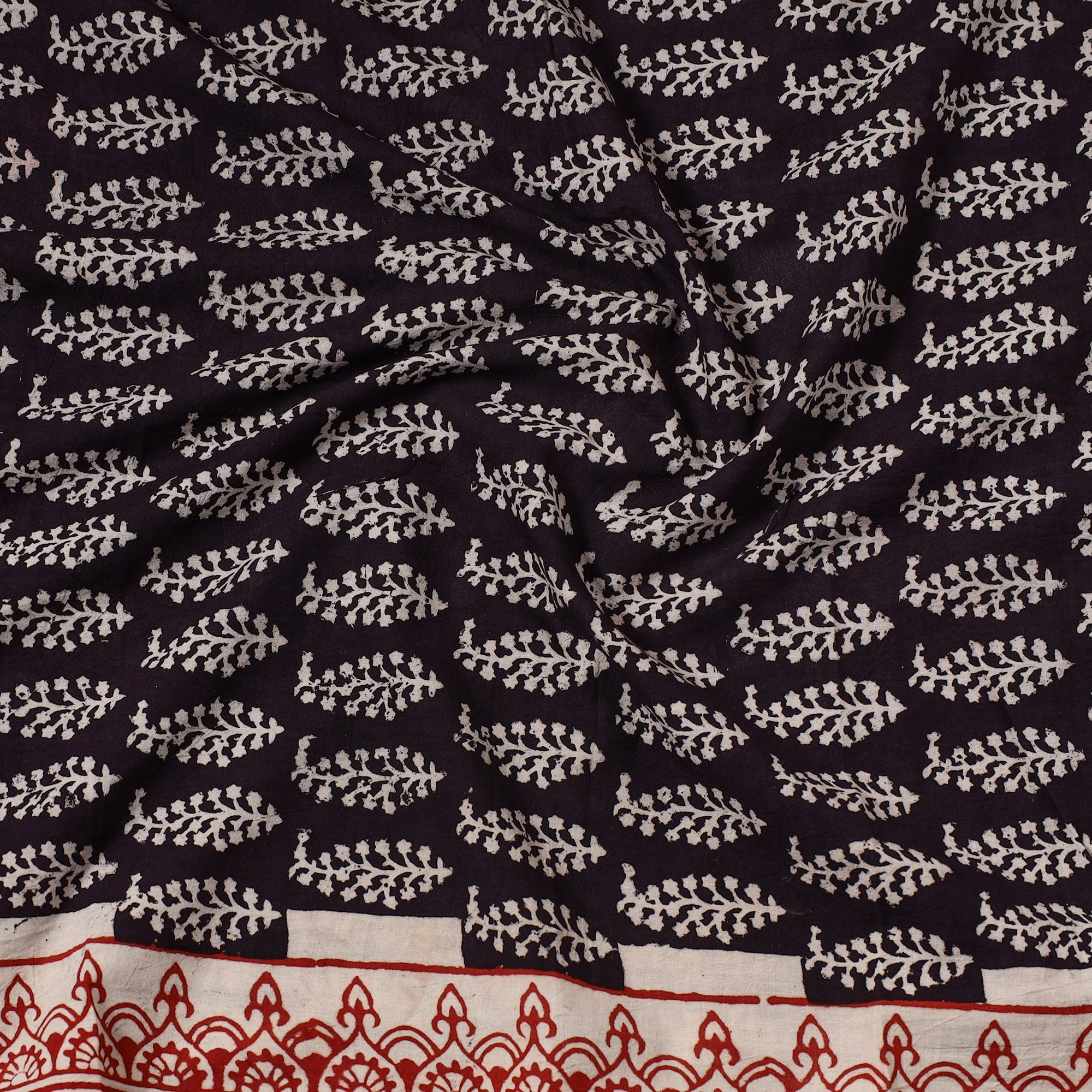 BAGH PRINTS BY UMAR FARUK KHATRI Black - Bagh Block Printed Cotton Precut Fabric (0.7 Meter) 47 - view 2