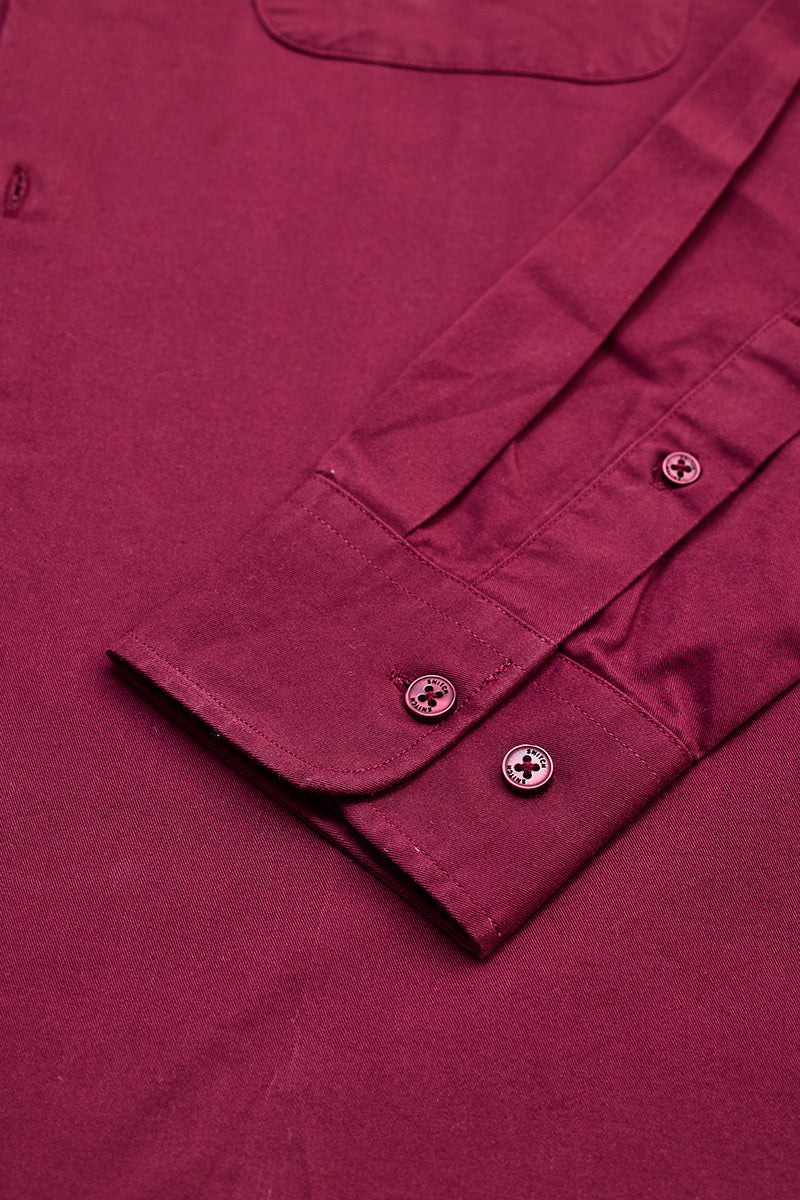 SNITCH Maroon Solid Double Pocket Overshirt - view 8