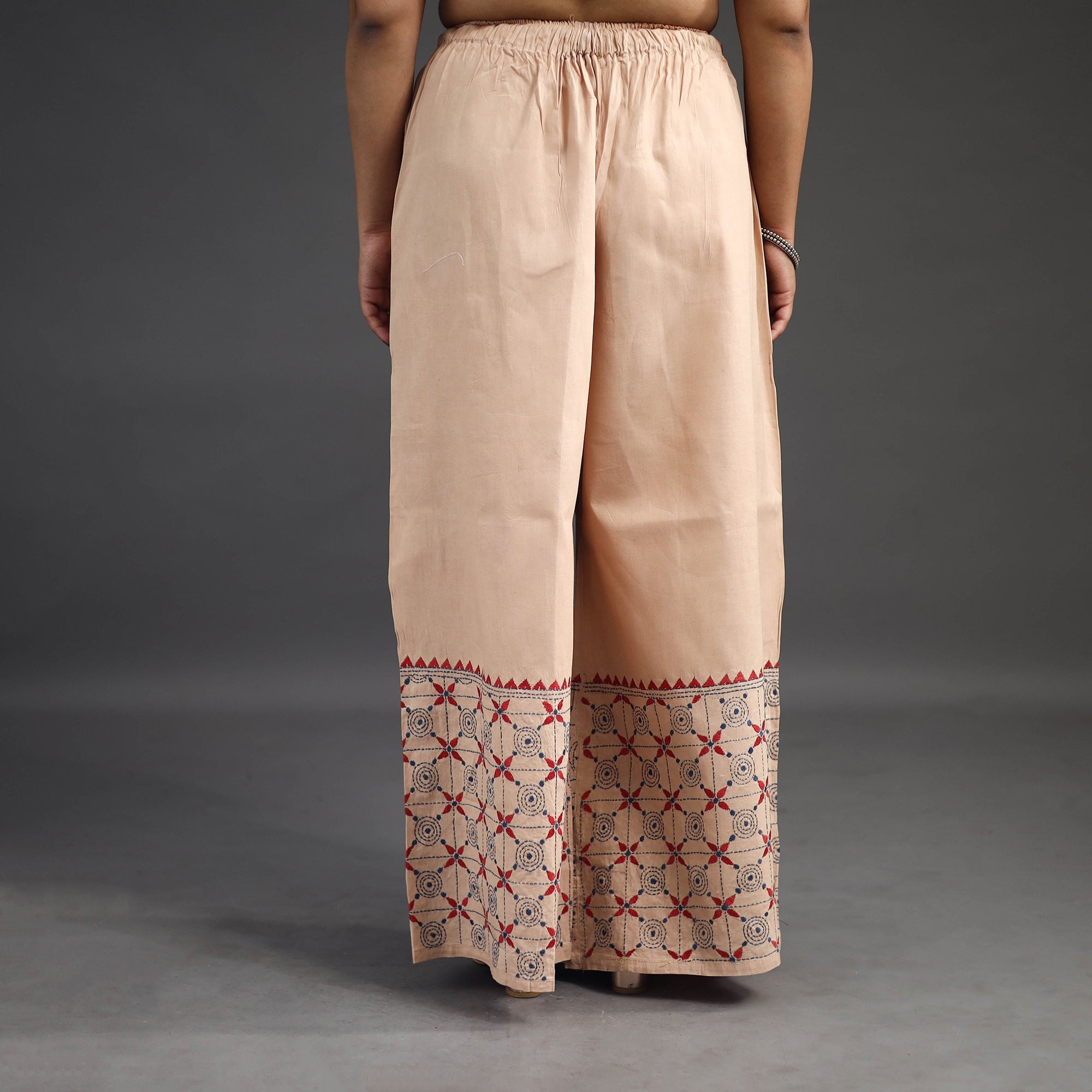 ASALKAAR Beige - Kantha Hand Embroidery Palazzo in Cotton 56 - view 4