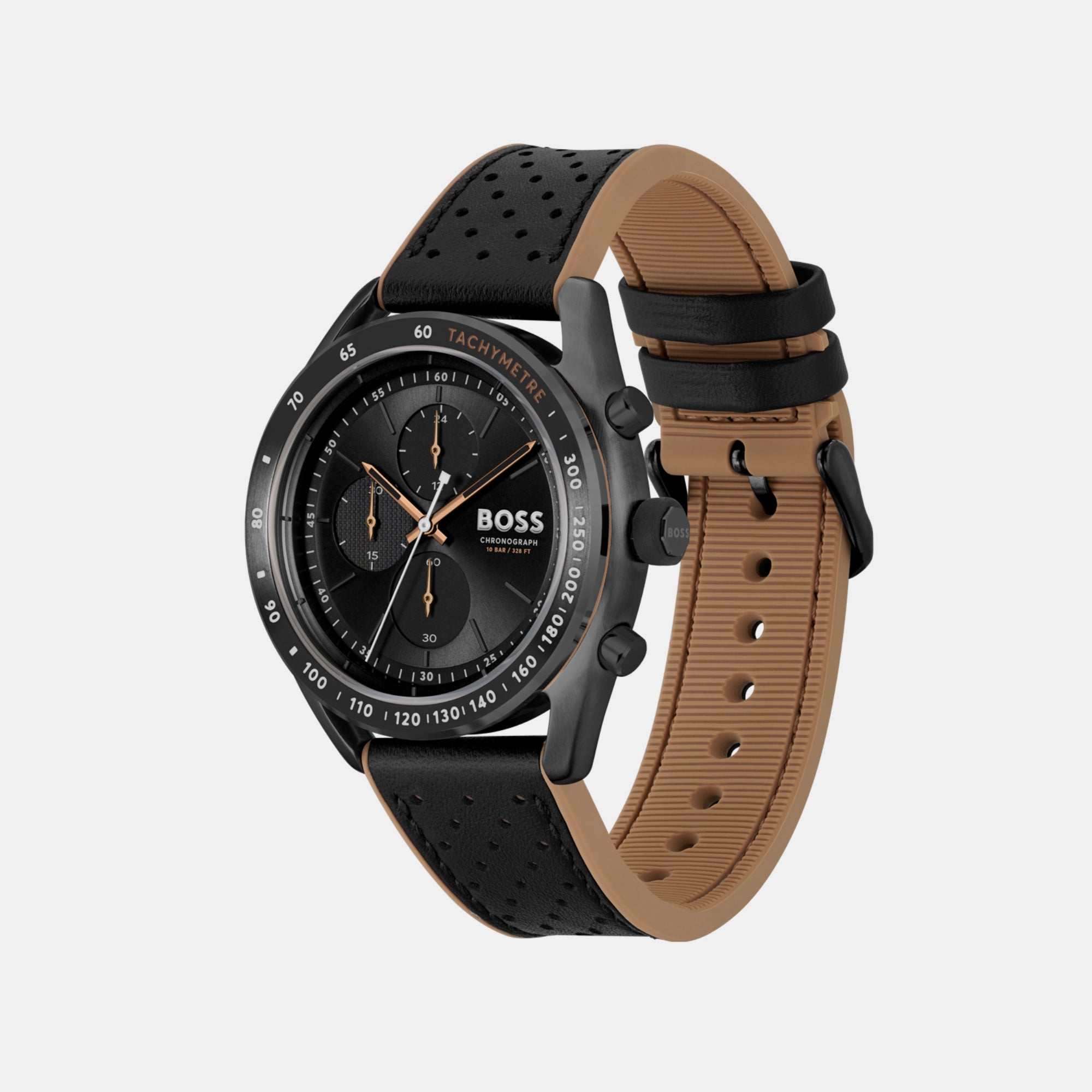 Boss Center Court Men Quartz Black Dial Chronograph Leather Watch 1514022 - view 3