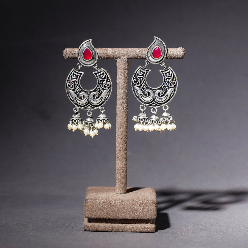 WHITE RIVER STORIES Antique Silver Finish Oxidized Brass Base Earrings