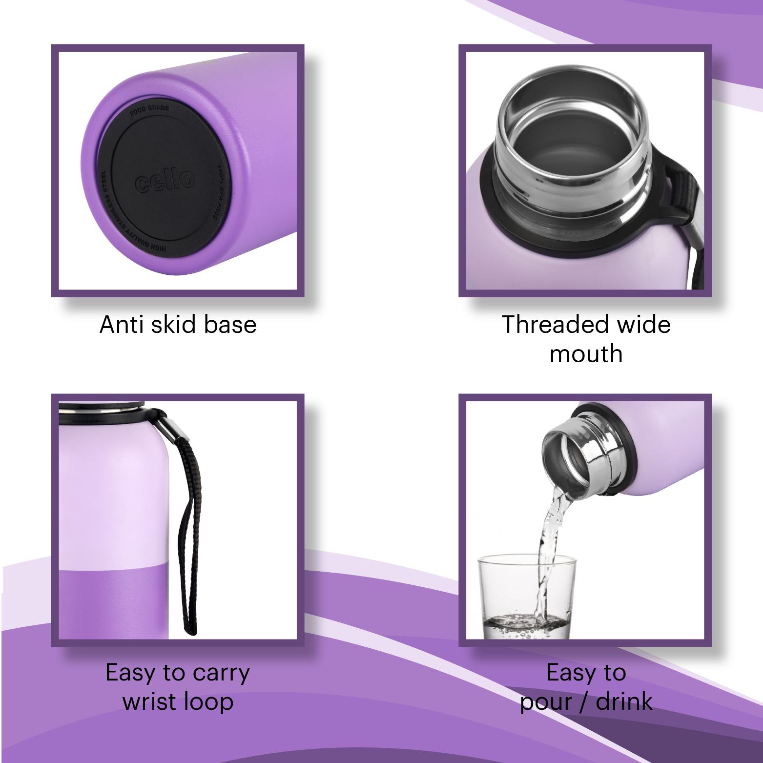 Cello Neo Kent Flask, Vacusteel Water Bottle, 750ml - view 25