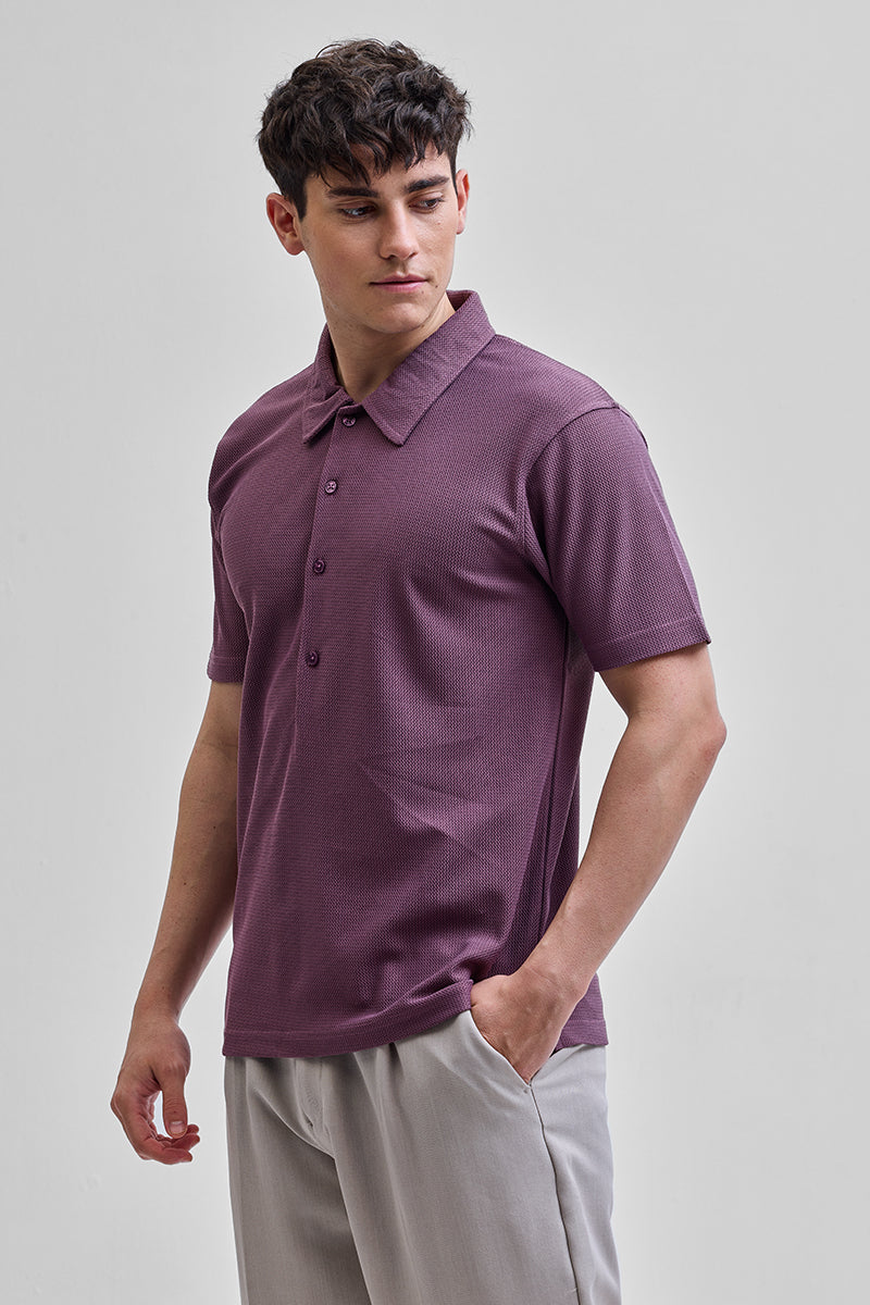 SNITCH Purple Textured Polo T-Shirt - view 6
