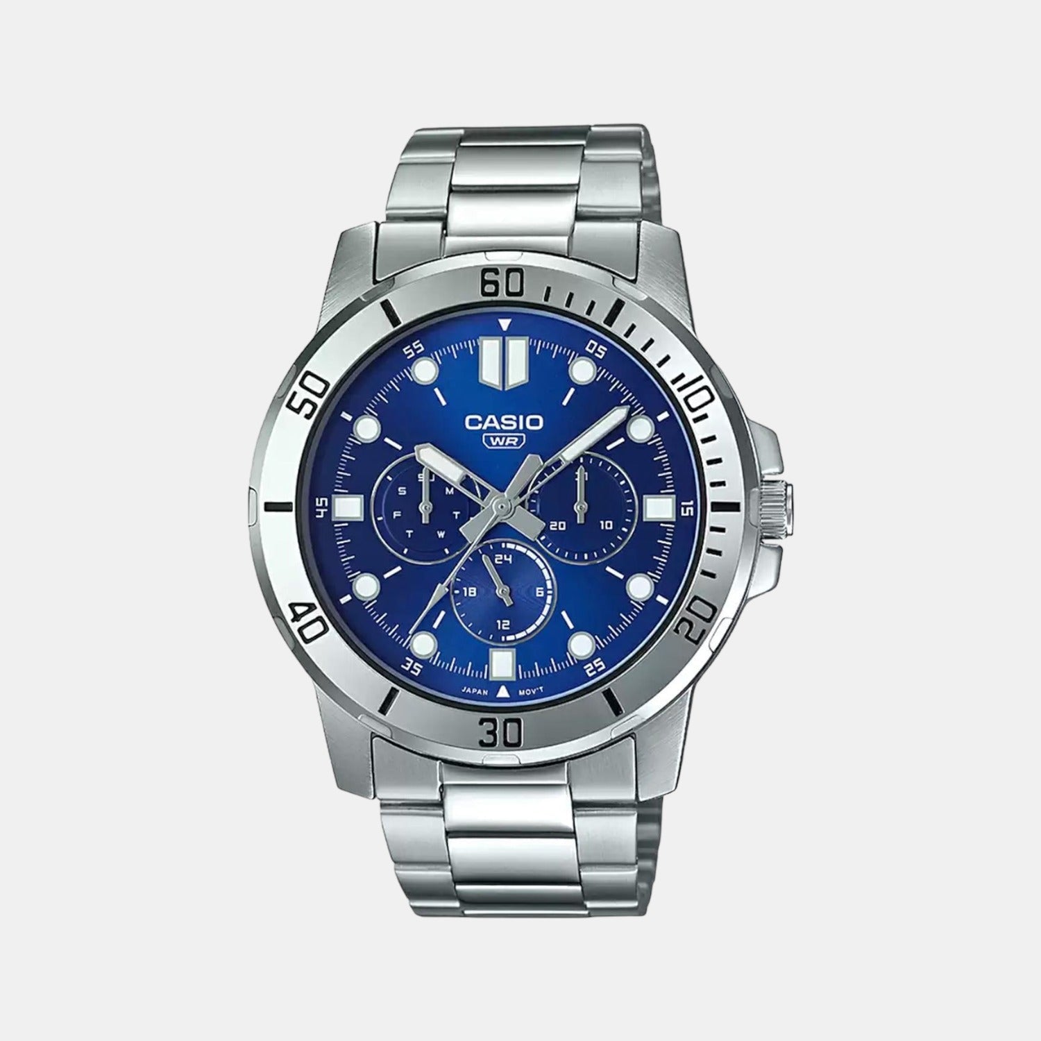 Casio Enticer Men Quartz Blue Dial Multi-Function Stainless Steel Watch A1749