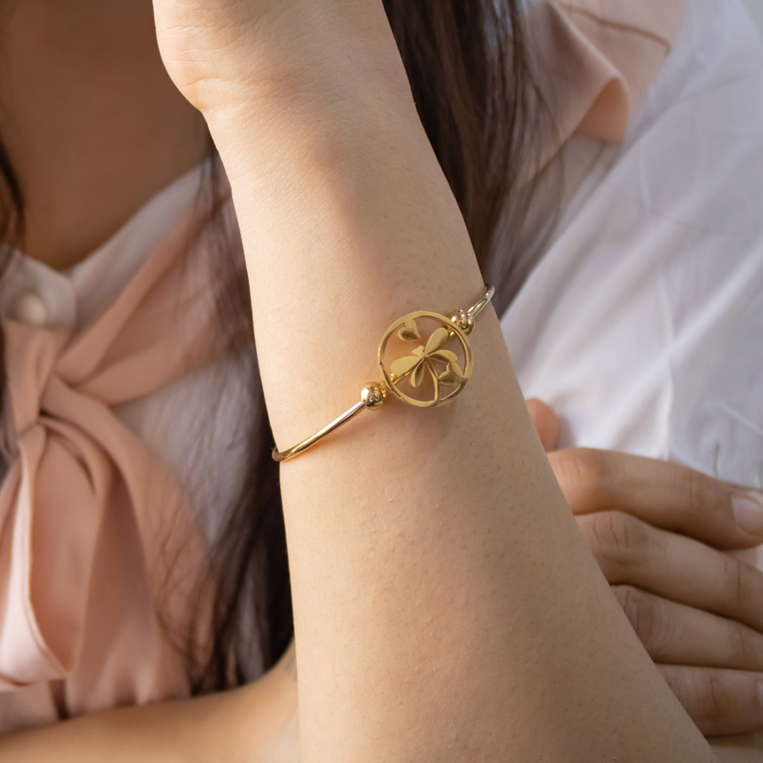 Branta Heart Butterfly Gold Bracelet For Women
