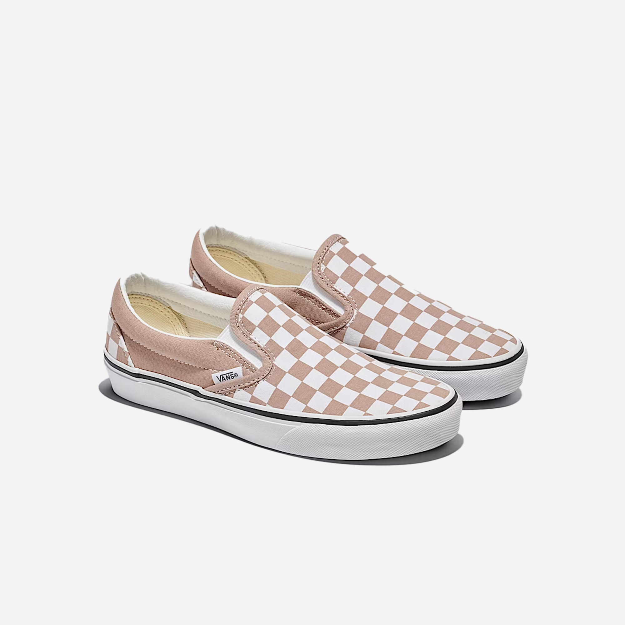 Vans Classic Slip-On Checkerboard Shoe Warm Taupe Brown / White - view 2
