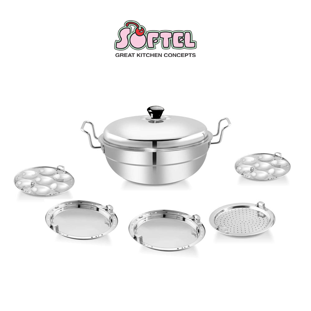 RasoiShop NAVRATRI COMBO #7 - Softel Stainless Steel 1 Ltr Pressure Cooker + Softel Stainless Steel Small Multi Kadai - view 3