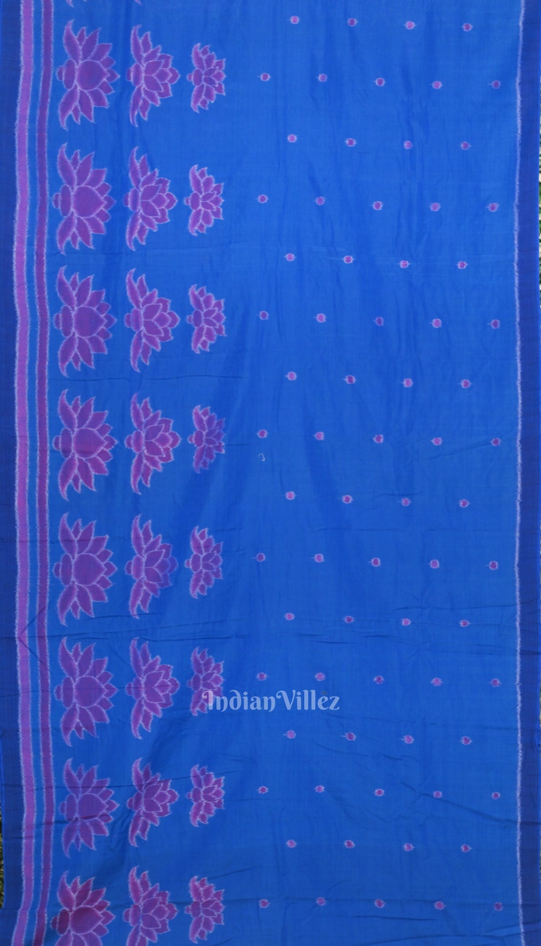 IndianVillèz Sky Blue Lotus Pure Sambalpuri Cotton Saree - view 3