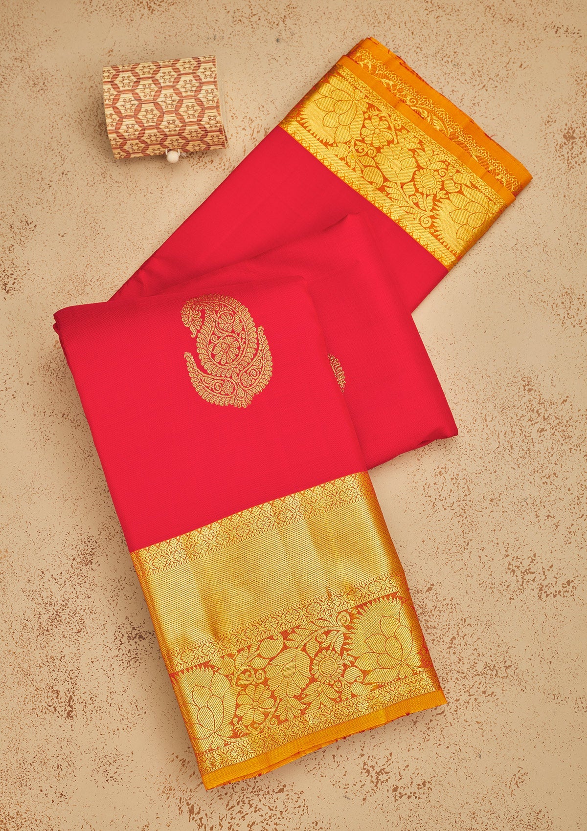 Koskii Red Zariwork Pure Silk Saree – Women's