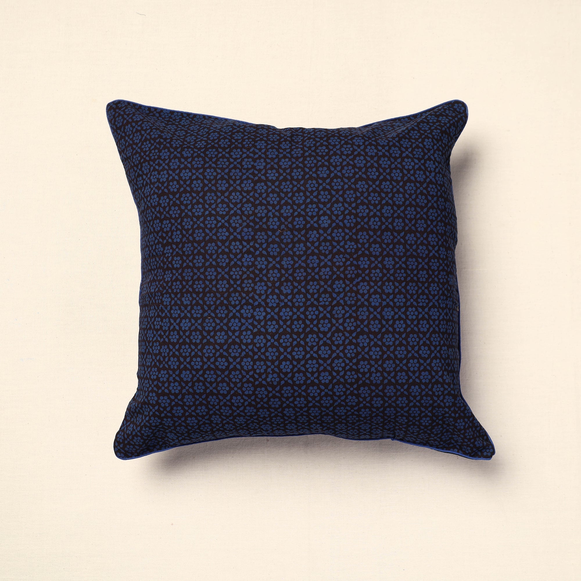 NOORI BAZAR Blue - Bagh Block Printed Cotton Cushion Cover (16 x 16 in) 07