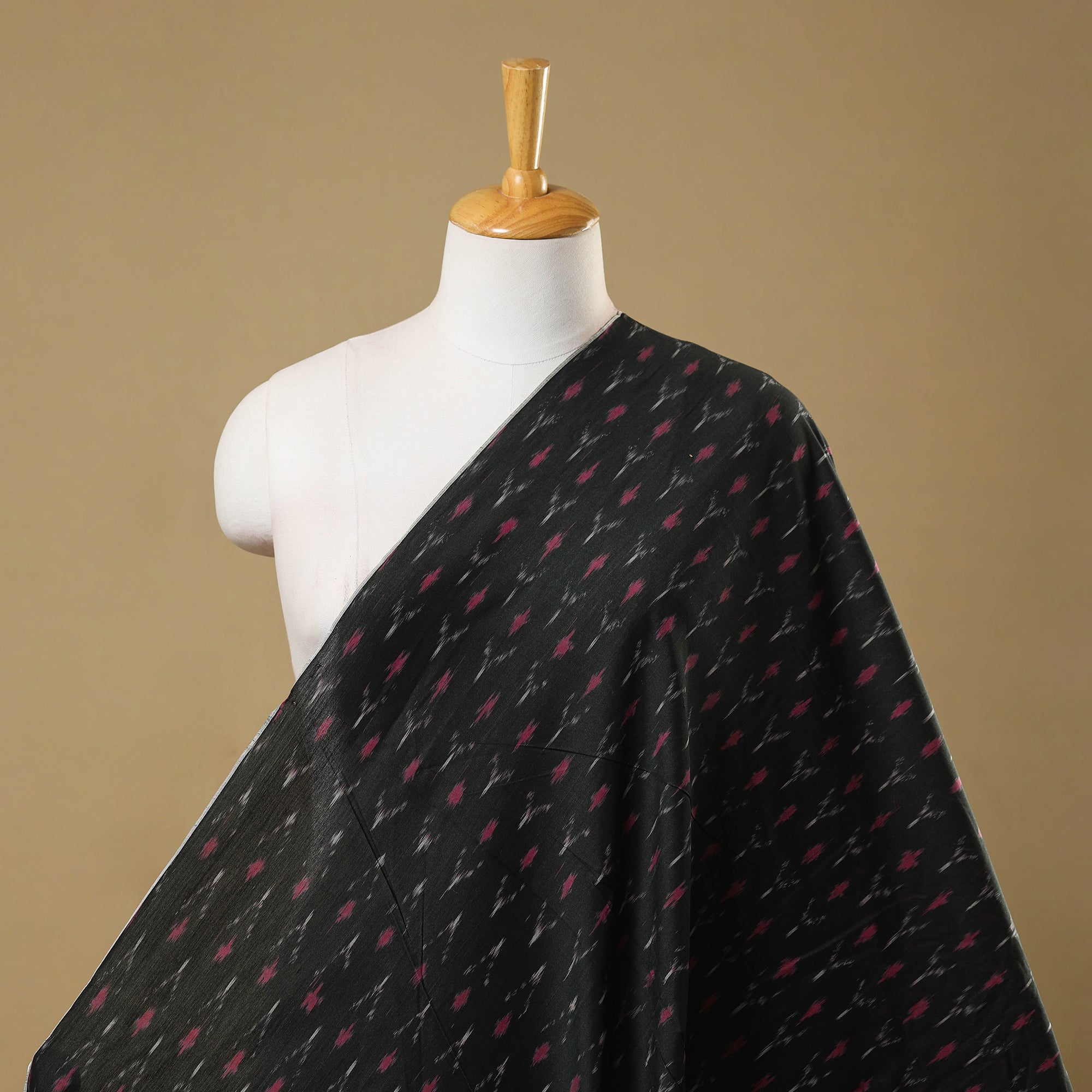 SOUTH KARGHA Black - Mercerised Cotton Pochampally Ikat Fabric 02