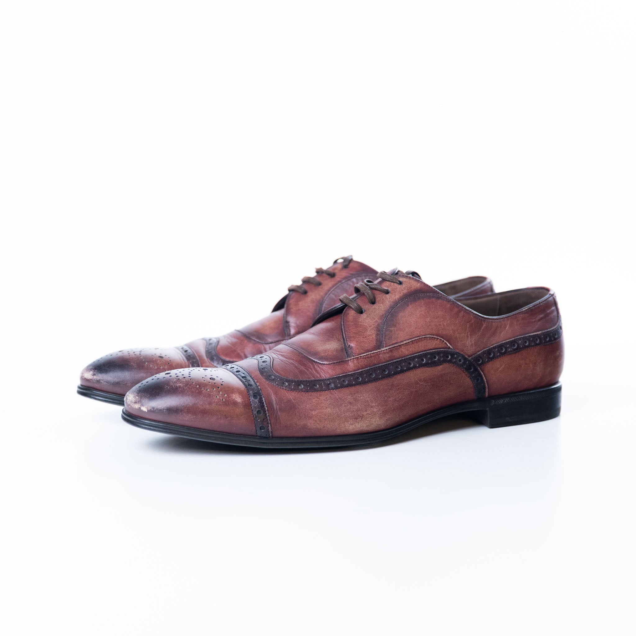 Dolce & Gabbana Brown Leather Brogue Lace Up Derby - view 2