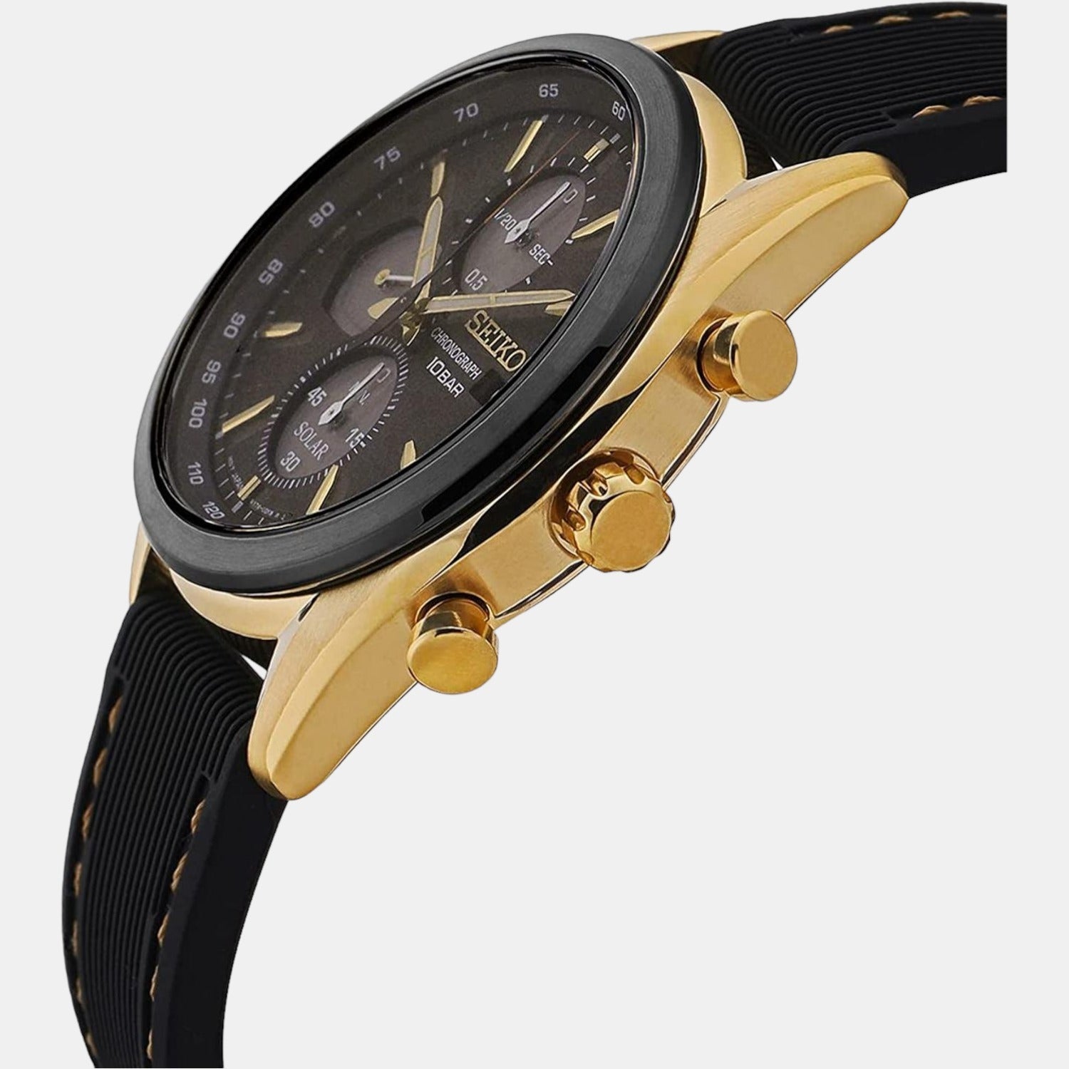 Seiko Discover More Men Solar Black Dial Chronograph Silicone Watch SSC804P1 - view 2