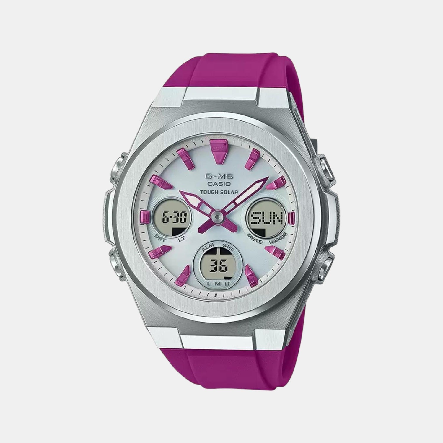 Casio Baby-G Women Quartz Silver Dial Analog-Digital Resin Watch BX185