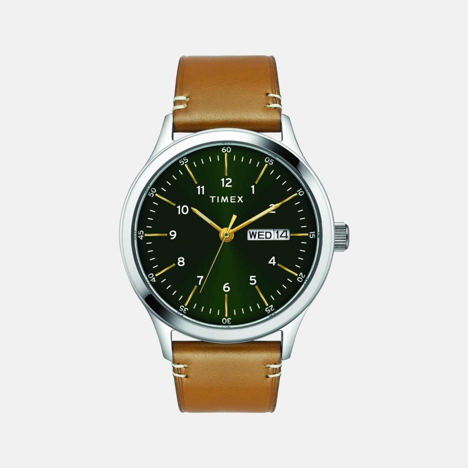 Timex Fashion Men Quartz Green Dial Analog Leather Watch TWEG19700