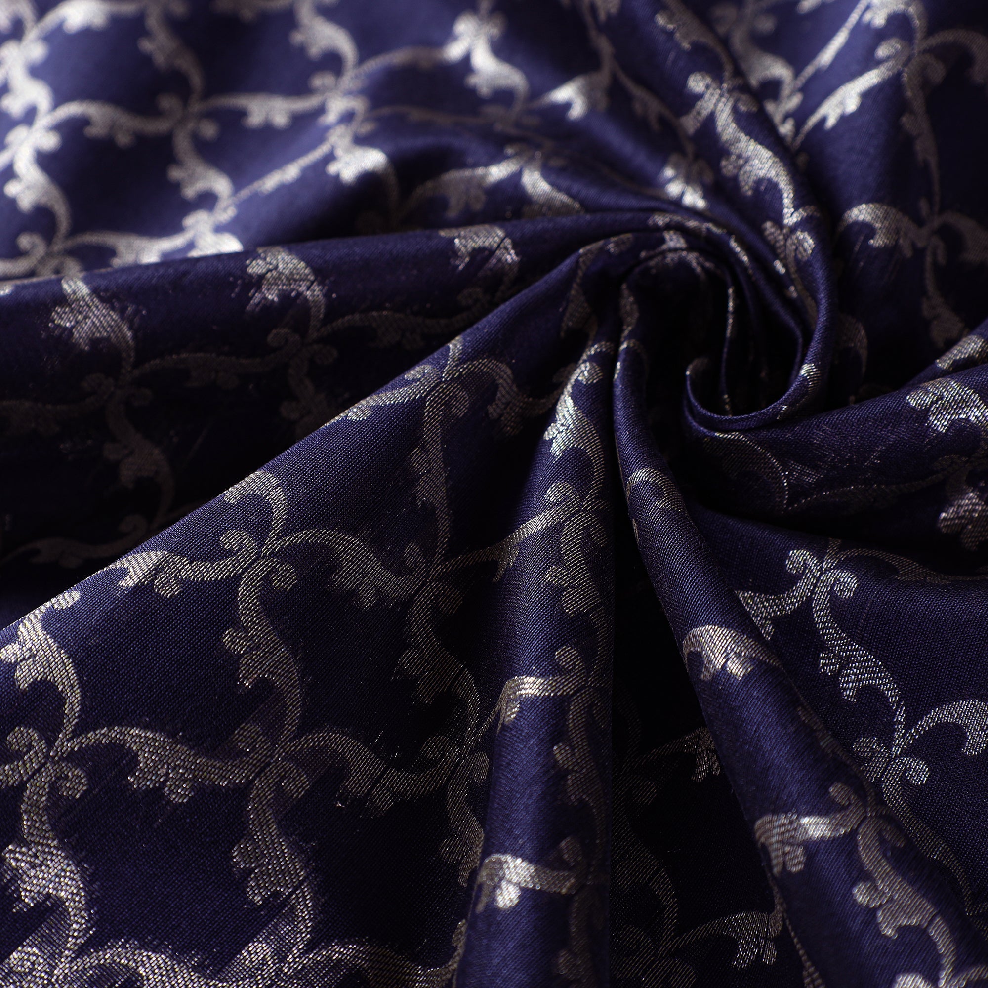 BANARASI BY MAQBUL HASAN Blue - Banarasi Zari Jaal Silk Cotton Fabric - view 4