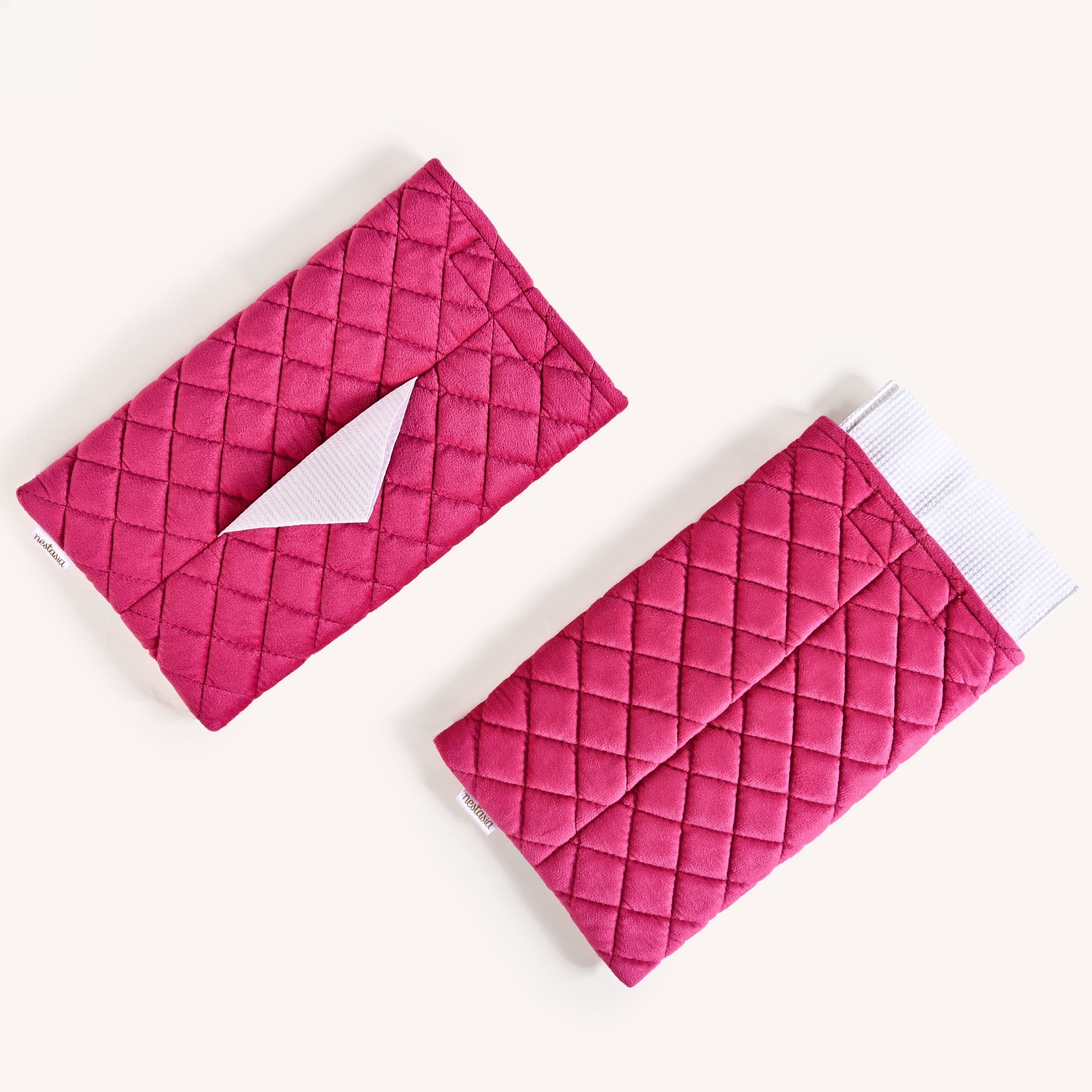 Nestasia Set Of 2 Quilted Velvet Tissue Holders For Cars - view 2