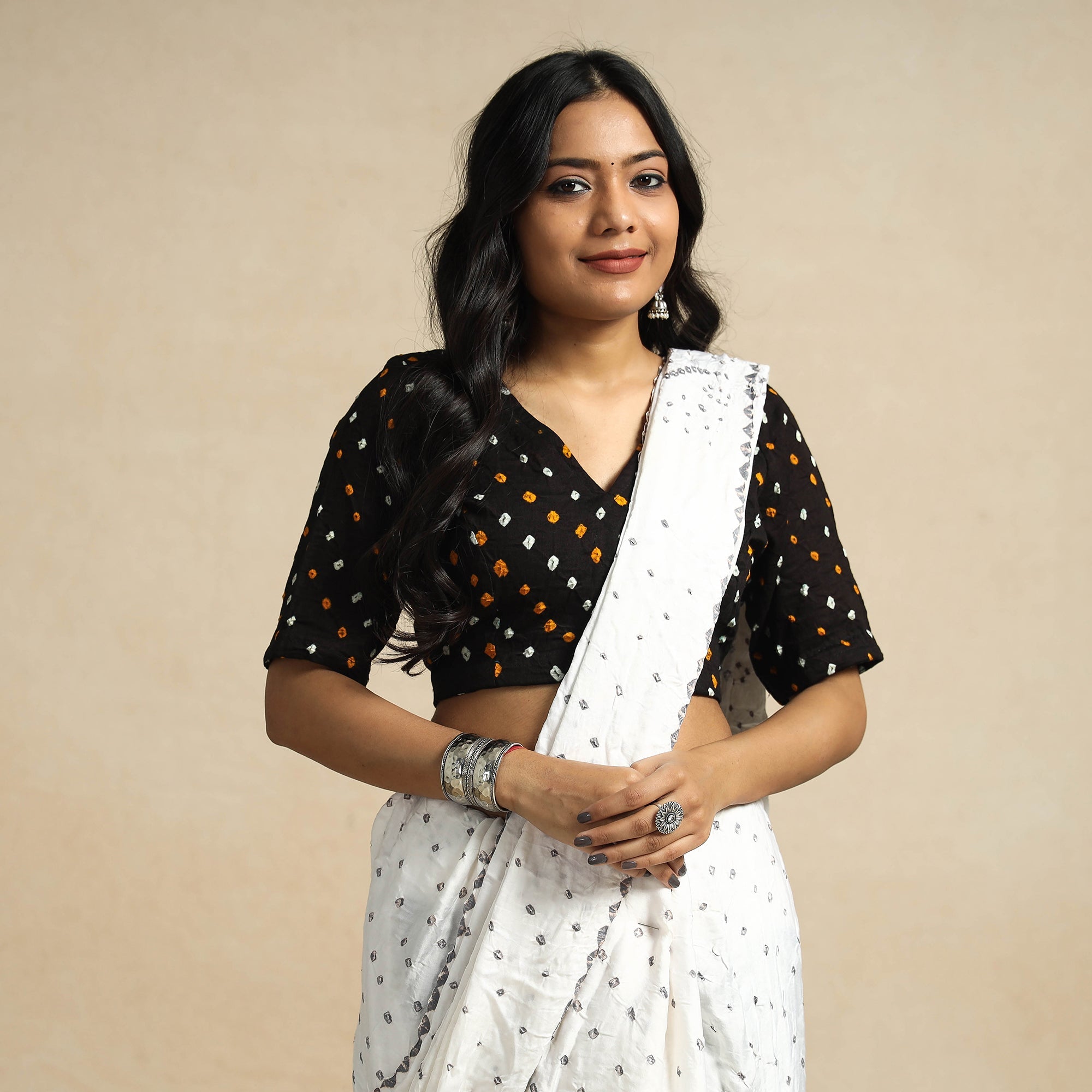 ITOKRI CASUALS Black - Bandhani Tie Dye Cotton Stiched Blouse