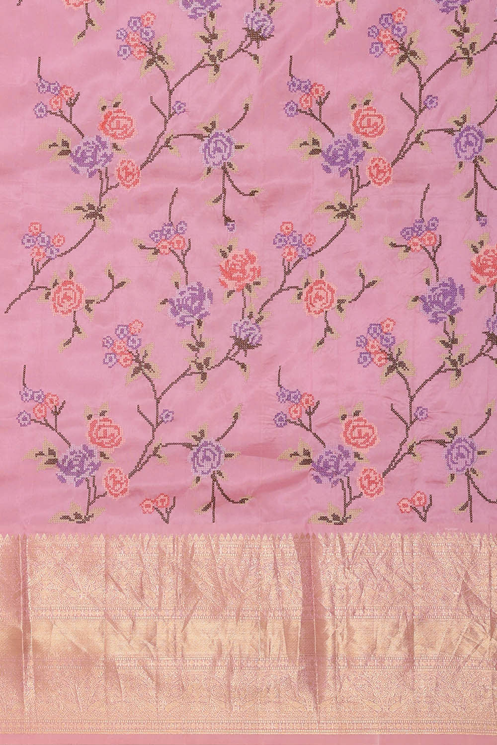Kalanjali Kanchi Kora Lavender Pink Brocade Saree - view 4