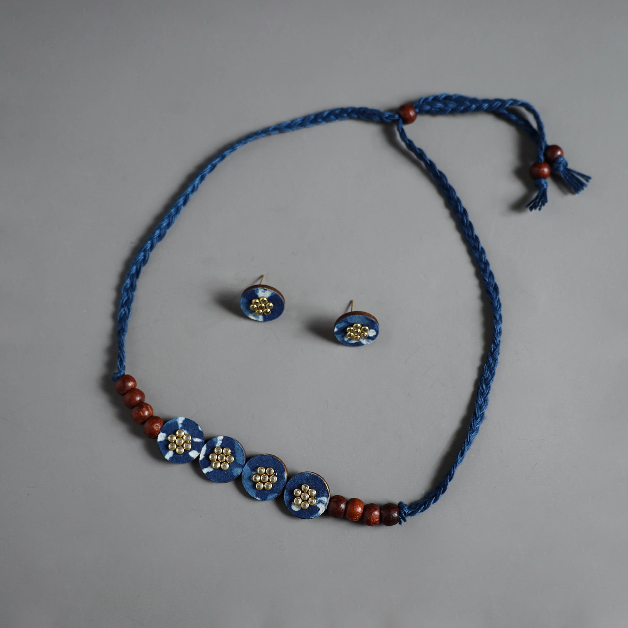 DIVINE GUIDANCE CREATIONS Handmade Fabart Choker Necklace Set with Kundan Work 47 - view 2