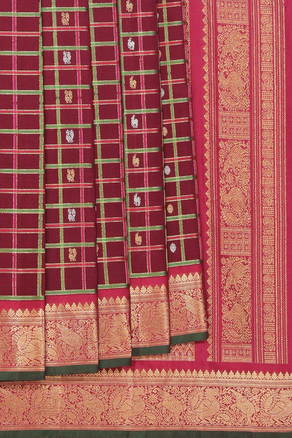 Kalanjali Gadwal Silk Maroon Saree – Women's