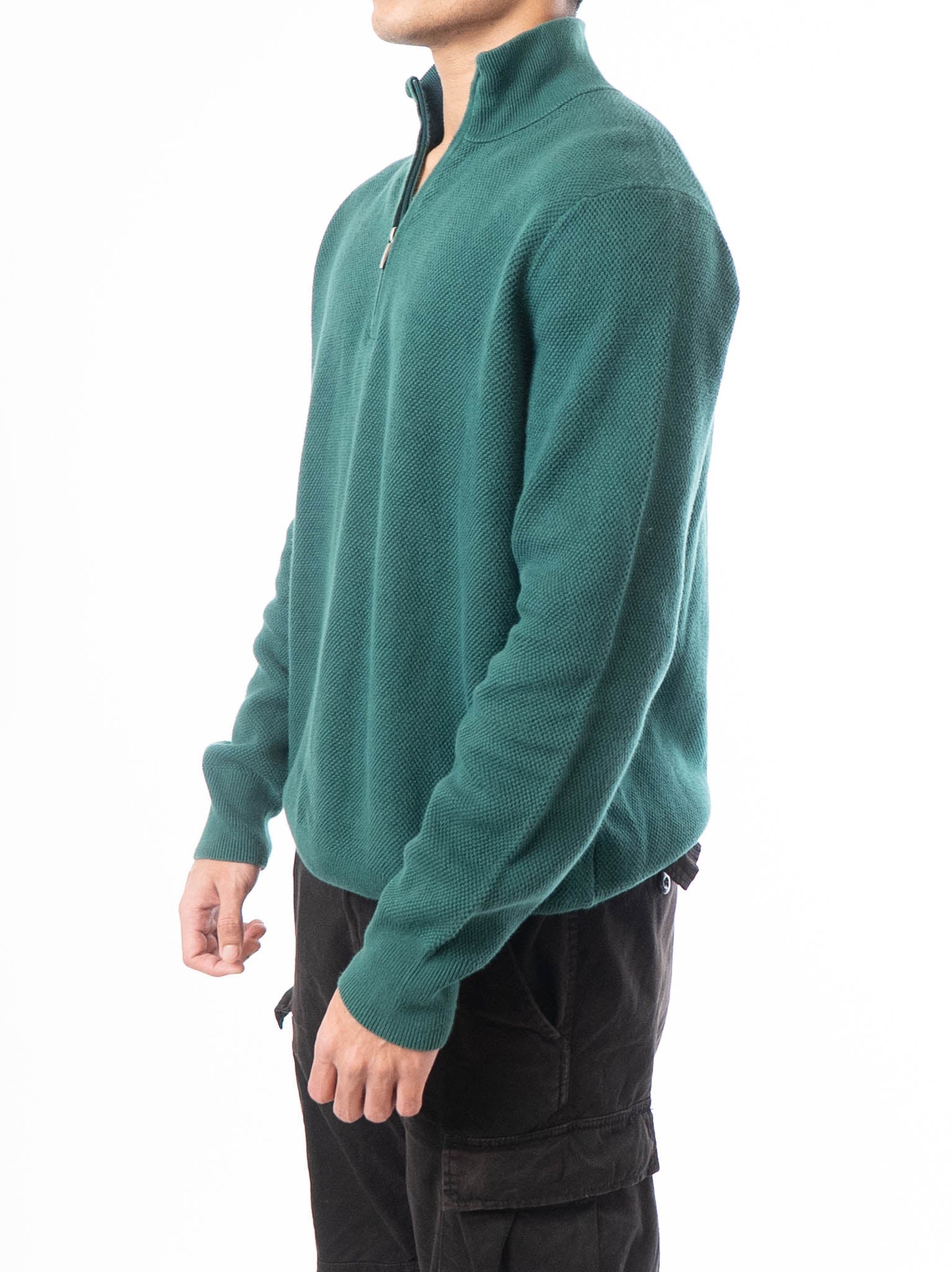 Brooks Brothers Wool Quater Zip Green Sweater - view 2