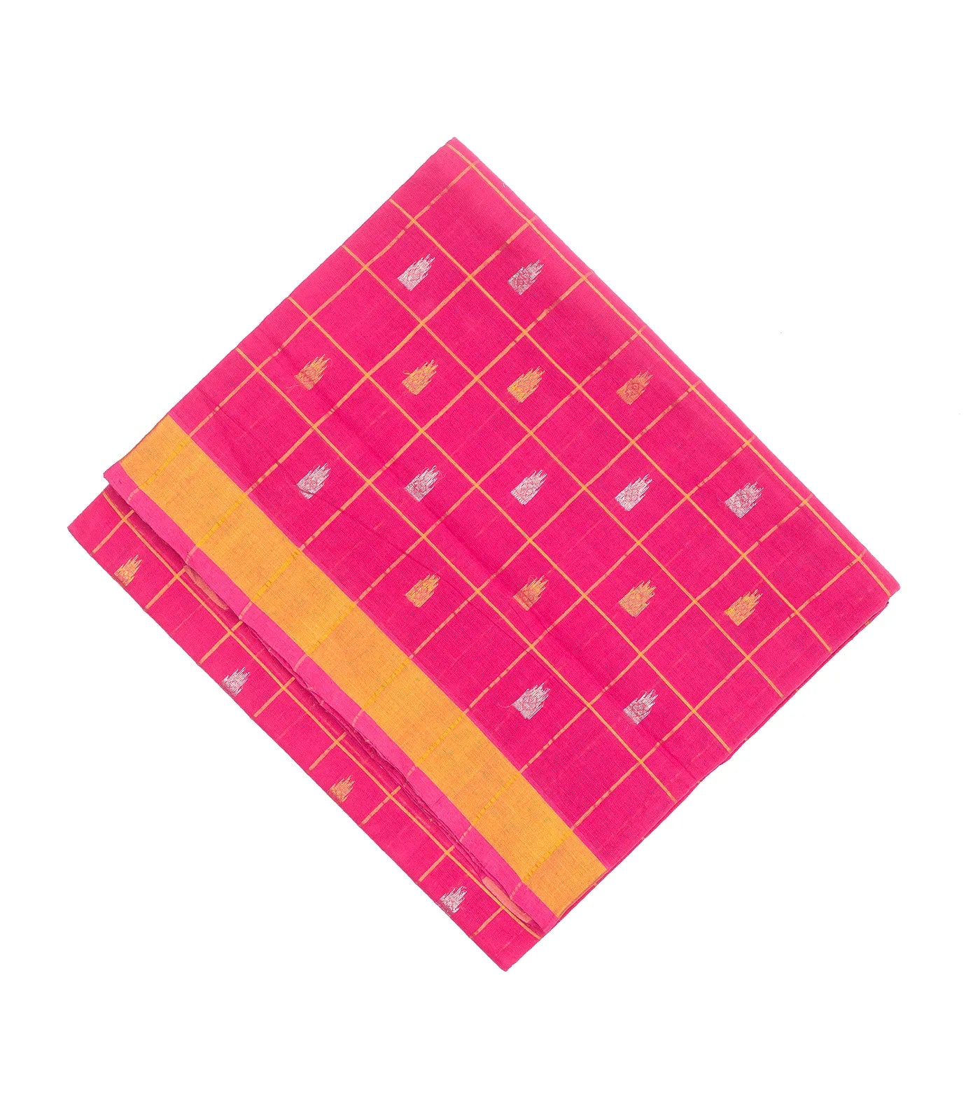RmKV Hot Pink Handloom Venkatagiri Cotton Saree With Checks & Buttas