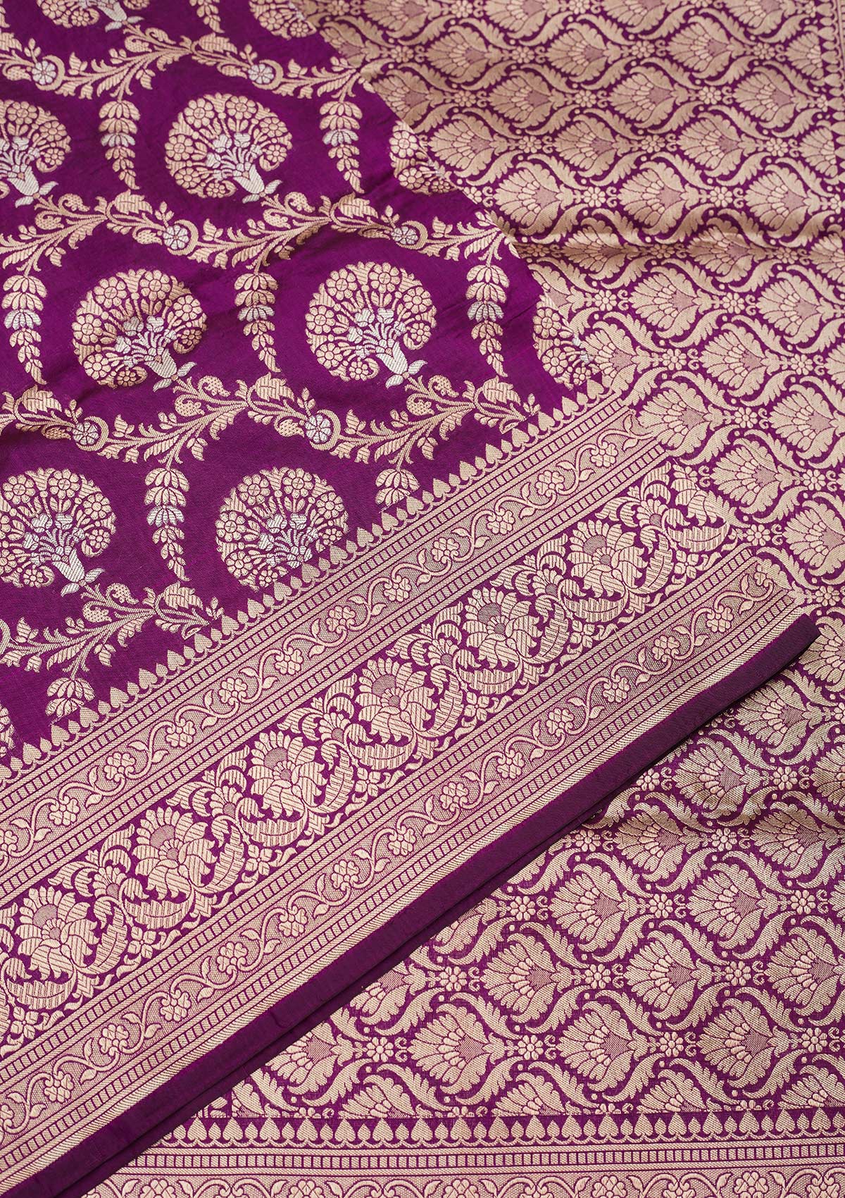 Koskii Purple Zariwork Pure Silk Saree – Women's - view 4
