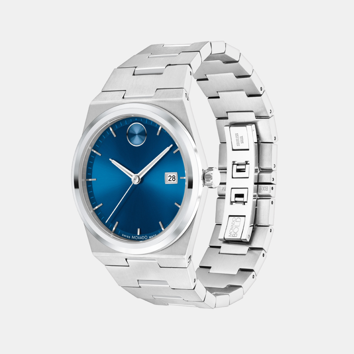 Movado Bold Men Quartz Blue Dial Analog Stainless Steel Watch 3601221 - view 2