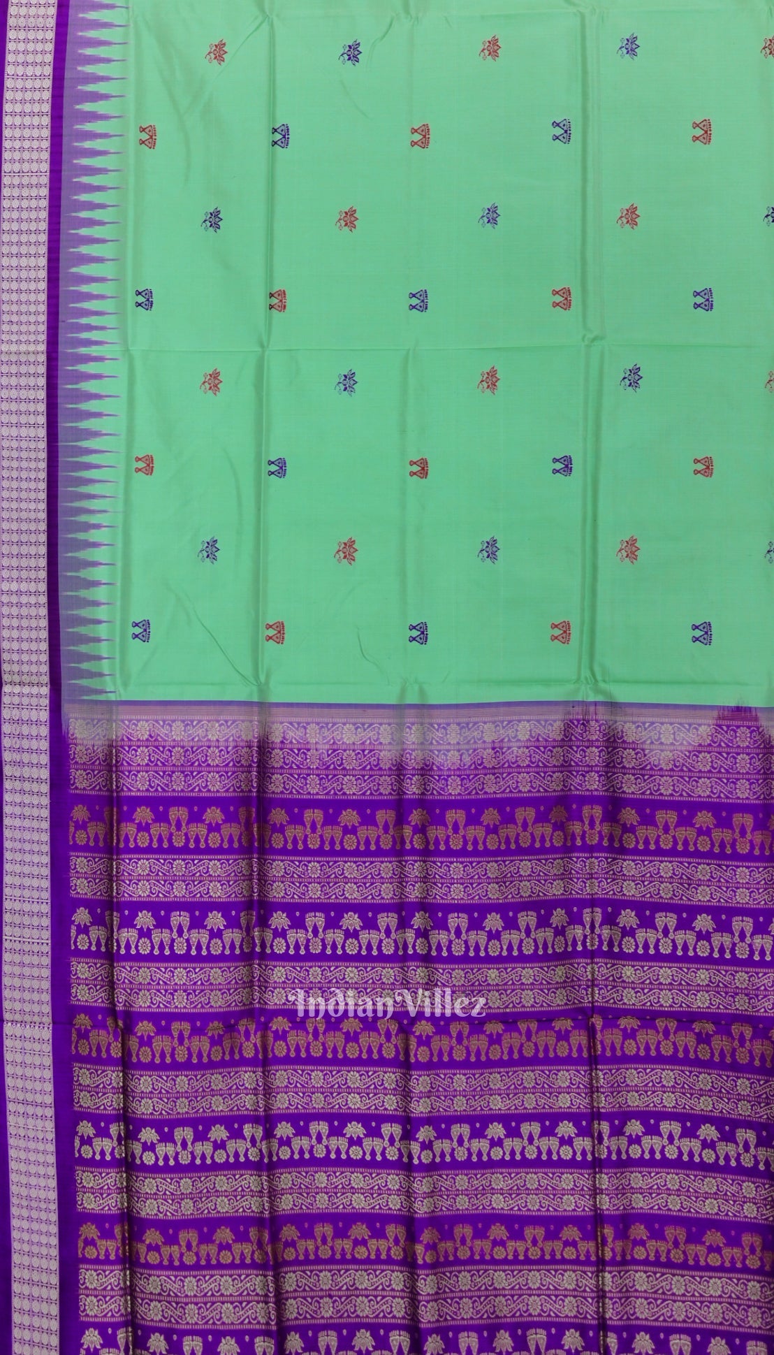 IndianVillèz Green Laxmi Pada Design Odisha Ikat Bomkai Silk Saree - view 3