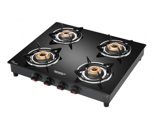 Maharaja Whiteline Belenus Neo 4 Burner Glass Top Gas Stove | Black - view 2