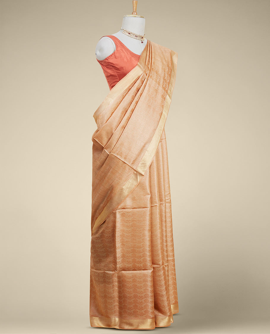 Pothys Brown tusser silk saree with self zari border - view 2