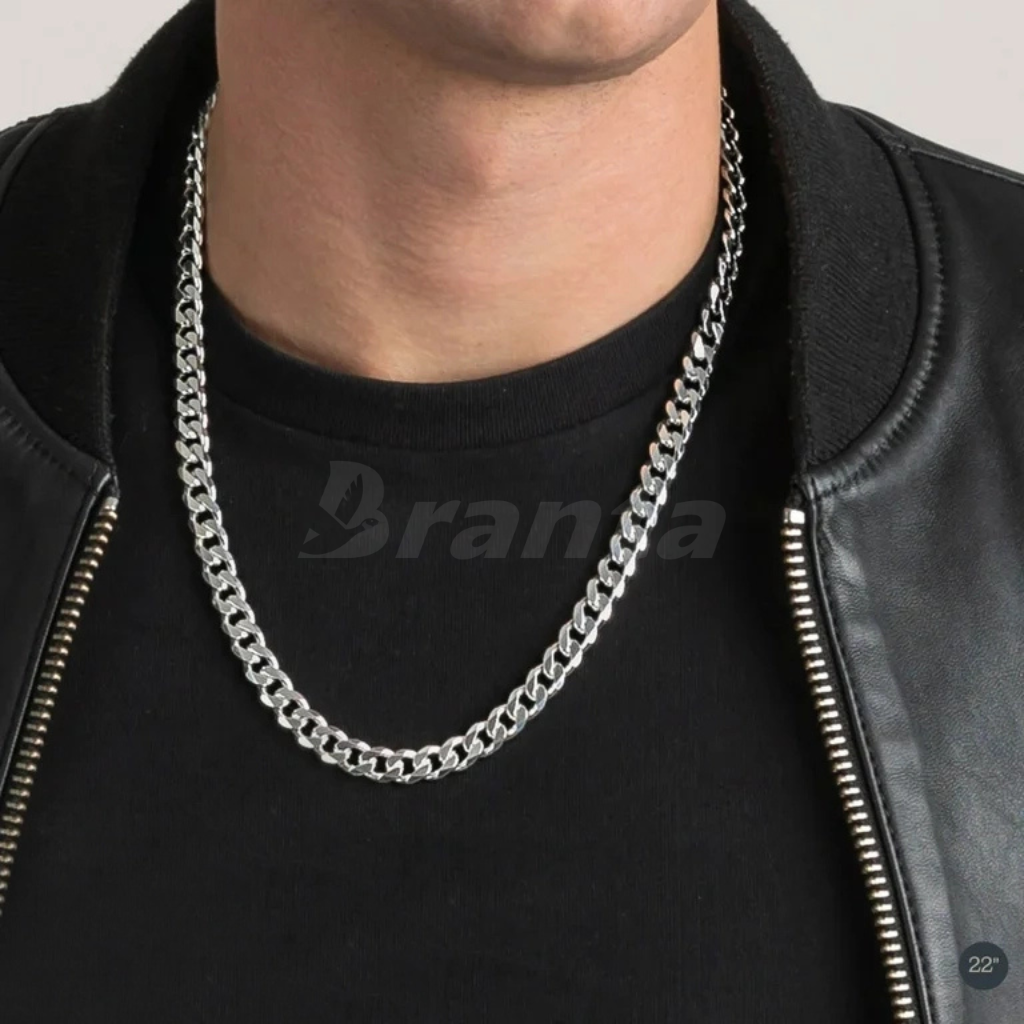 Branta Silver Stainless Steel Curb Chain For Men (21.5 Inch) - view 2