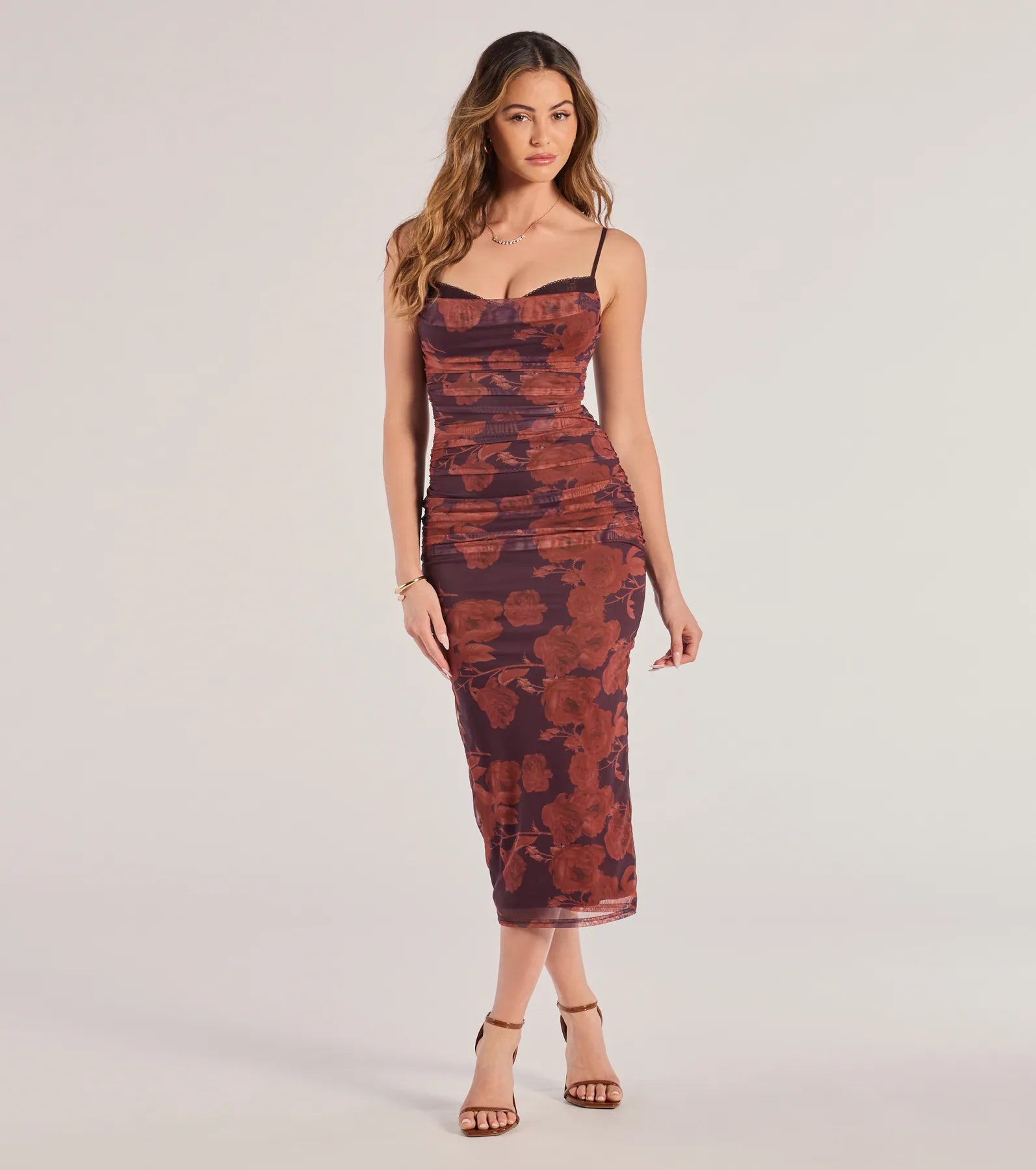 Windsor Petal Perfection Floral Ruched Midi Dress
