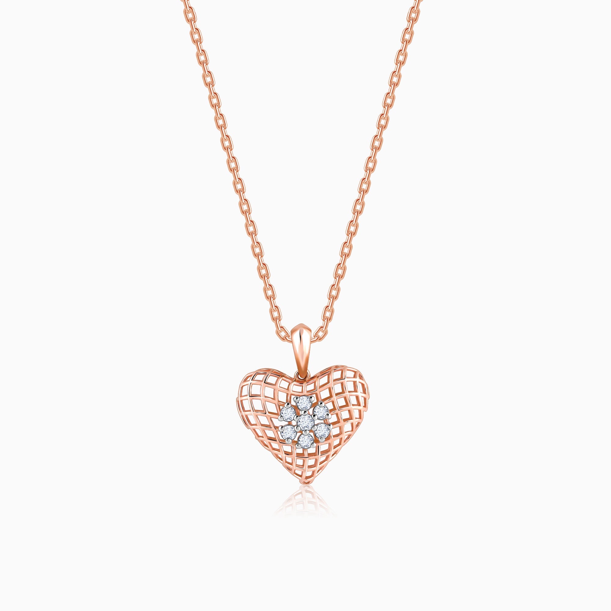 GIVA Jewellery Rose Gold Cardinal Diamond Pendant