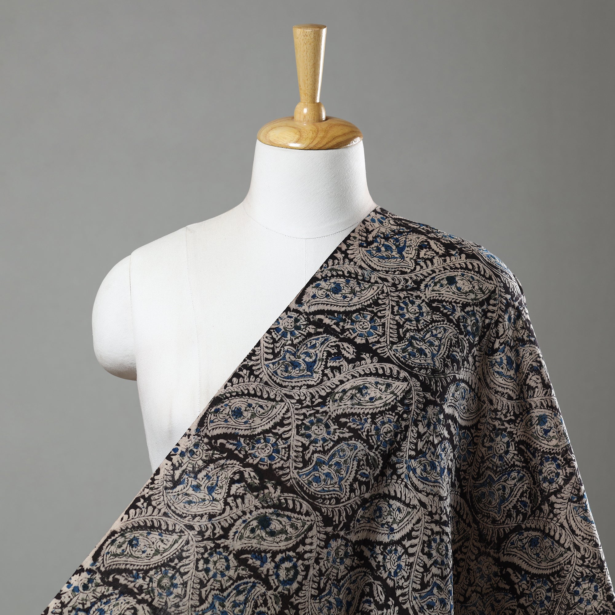 SOUTH KARGHA Black - Pedana Kalamkari Block Printed Cotton Fabric 18