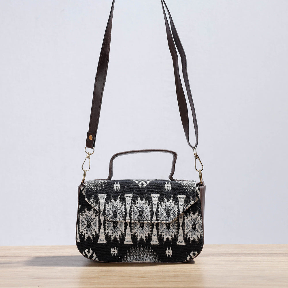 KACHCHH JI CHHAAP Black - Kutch Handcrafted Woven Cotton Sling Bag