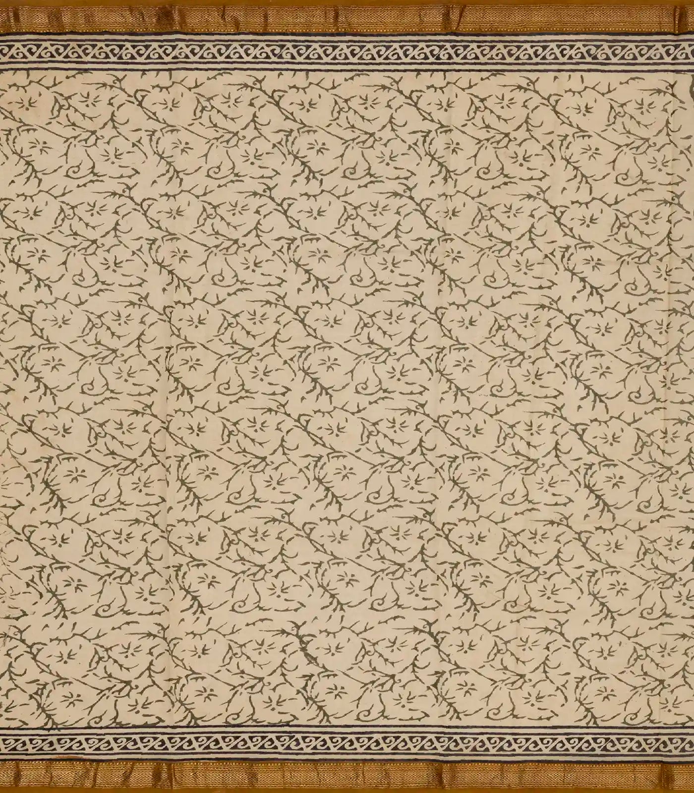 RmKV Sage Green Handloom Chanderi Cotton Saree With Printed Floral Motifs - view 4