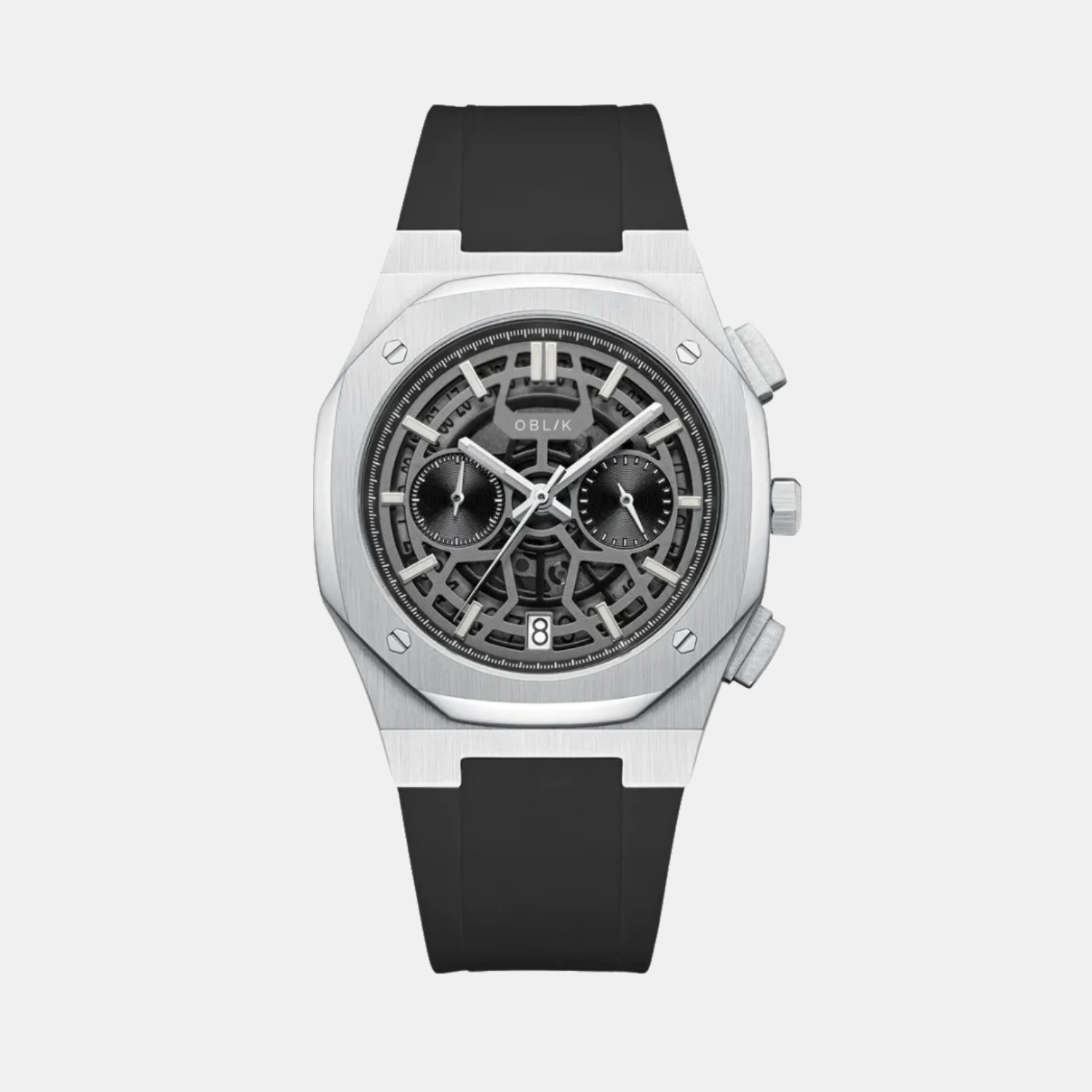 Oblik Geome Sport Men Quartz Black Dial Chronograph Silicone Watch